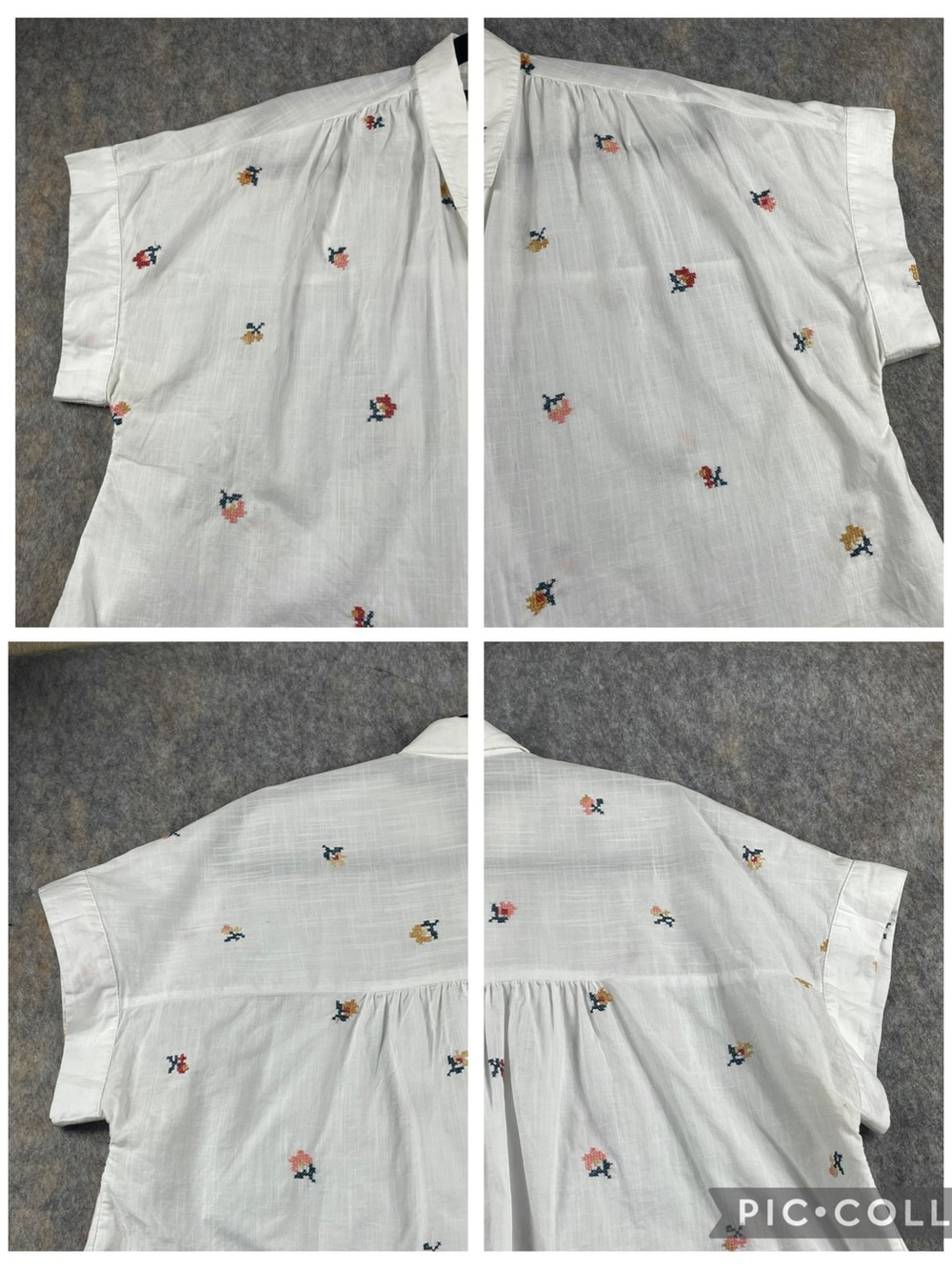 Madewell Cross-Stitch Floral Cotton Cottagecore Feminine Airy Pocket Shirt XL - Picture 5 of 12